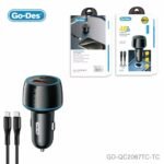 Go-Des GD-QC2067TC-TC 48W Dual Port Fast Car Charger (PD 30W + QC 18W) with Type-C Cable