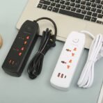 Universal 2500W Safety Power Extension Cord with USB & PD Ports (2 Meter)