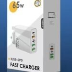 A502-3 65W High-Power 5-Port Fast Wall Charger (3 USB-A + 2 USB-C)