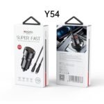 Yesido Y54 60W Super Fast Car Charger (Dual 30W PD + QC 3.0) with Type-C to Lightning Cable